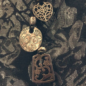 Black Cord with Silver Pendant Trio Necklace